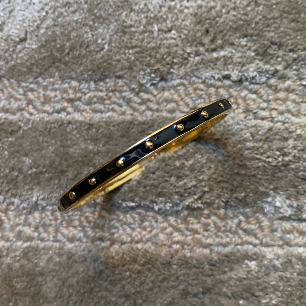 KATE SPADE - Black Inlaid enamel gold ball bangle bracelet